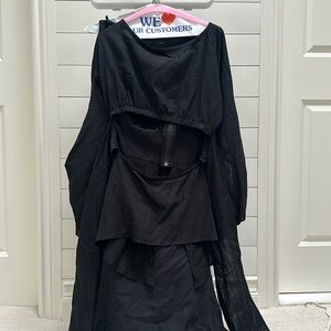 Just Bee Queen Long Sleeve Tunic Cutout Top with Fishtail Long Skirt